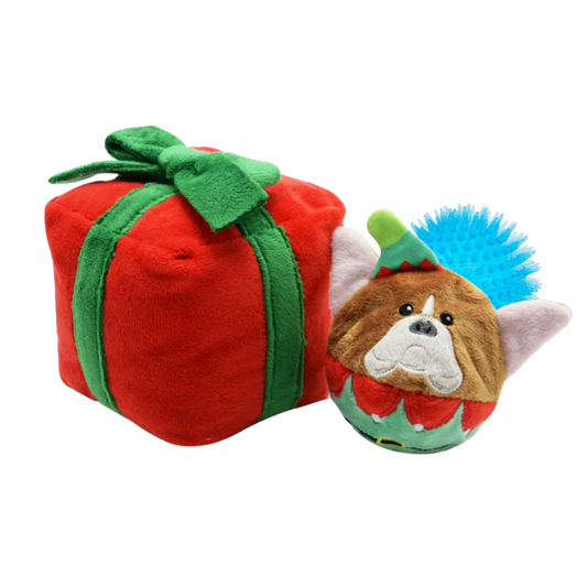 Gift Box - Christmas Present | Rip'n Reveal 3 in 1 Plush Dog Toy